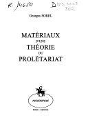 Copertina  Matériaux d'une théorie du prolétariat