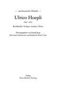 Copertina  Ulrico Hoepli : 1847-1935 : Buchhändler, Verleger, Antiquar, Mäzen