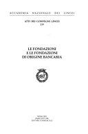 Copertina  Le fondazioni e le fondazioni di origine bancaria