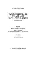 Copertina  Tableau littéraire de la France dans le XVIIIe siècle : Un inédit de 1806