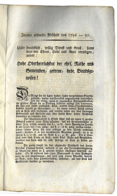 Copertina  Zweiter ordinäre Abscheid von 1796-97