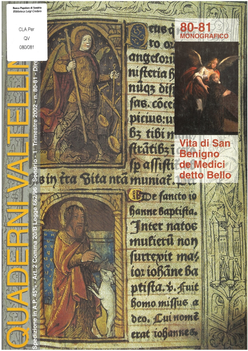 Copertina  Vita di San Benigno de Medici detto Bello : Volterra 1372-Monastero di Berbenno 1472